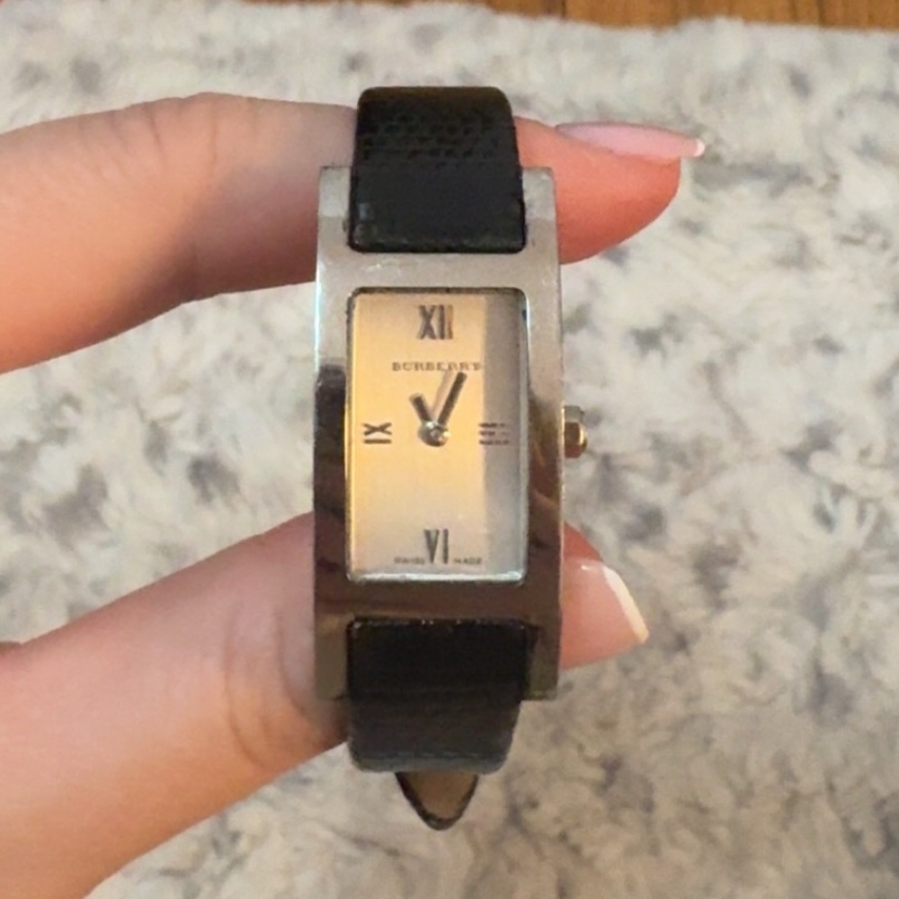 Burberry Watch with Black Leather Strap